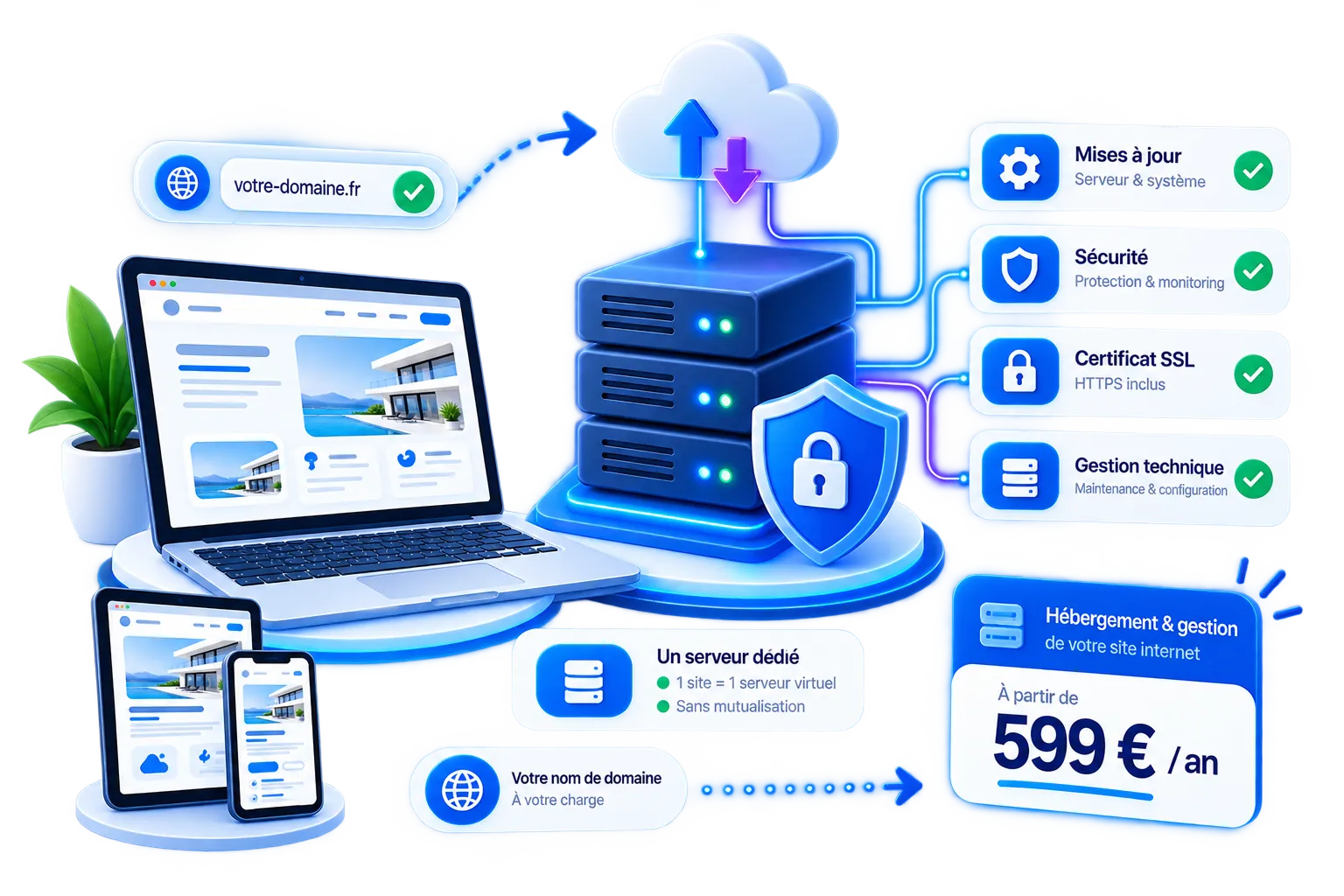 Illustration de l'hébergement d'un site professionnel